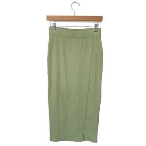 NWT AVEC LES FILLES | Rib Knit Tea Tree‎ Green Midi Skirt S